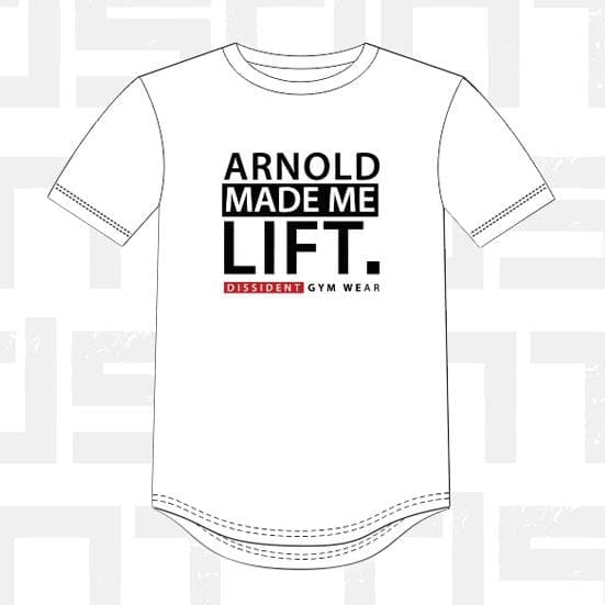 Performance Tee - Arnold Made Me Lift - White