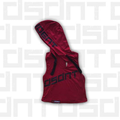 Ladies' Sleeveless Tune Out Hoodie Red - CROP