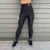 High Waist Contour Push-Up Pocket Leggings - Black/White