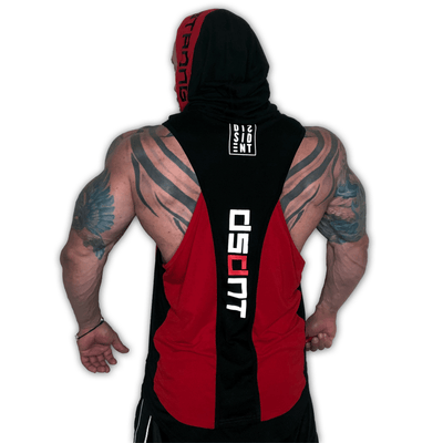 Dual Tone Tune DISSIDENT Out Hoodie - Red/Black